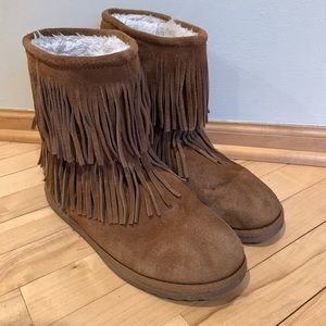 Fringe Boots Suede Brown